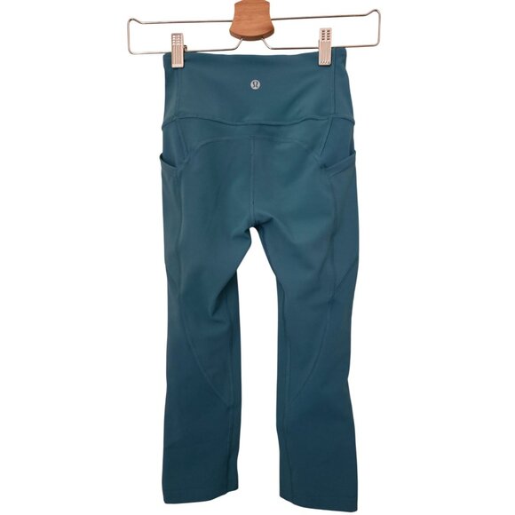 Lululemon All The Right Places Crop II Teal Athletic Leggings Women's Sz 2 - Picture 2 of 10